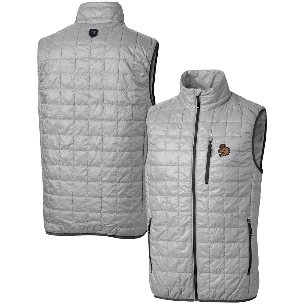 Men's Cutter & Buck Gray Oregon State Beavers Team Logo Big & Tall Rainier PrimaLoft Eco Insulated Full-Zip Puffer Vest