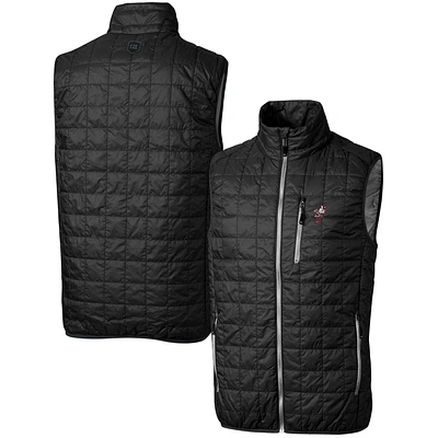 Men's Cutter & Buck Black Ohio State Buckeyes Team Logo Big Tall Rainier PrimaLoft Eco Insulated Full-Zip Puffer Vest