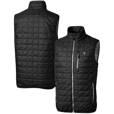 Men's Cutter & Buck Black Virginia Tech Hokies Team Logo Big Tall Rainier PrimaLoft Eco Insulated Full-Zip Puffer Vest