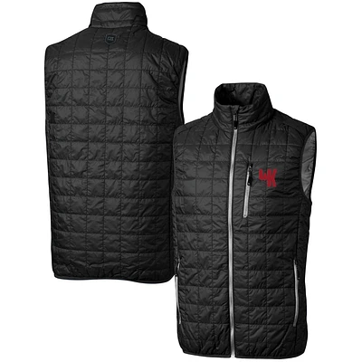 Men's Cutter & Buck Black Western Kentucky Hilltoppers Team Logo Big & Tall Rainier PrimaLoft Eco Insulated Full-Zip Puffer Vest