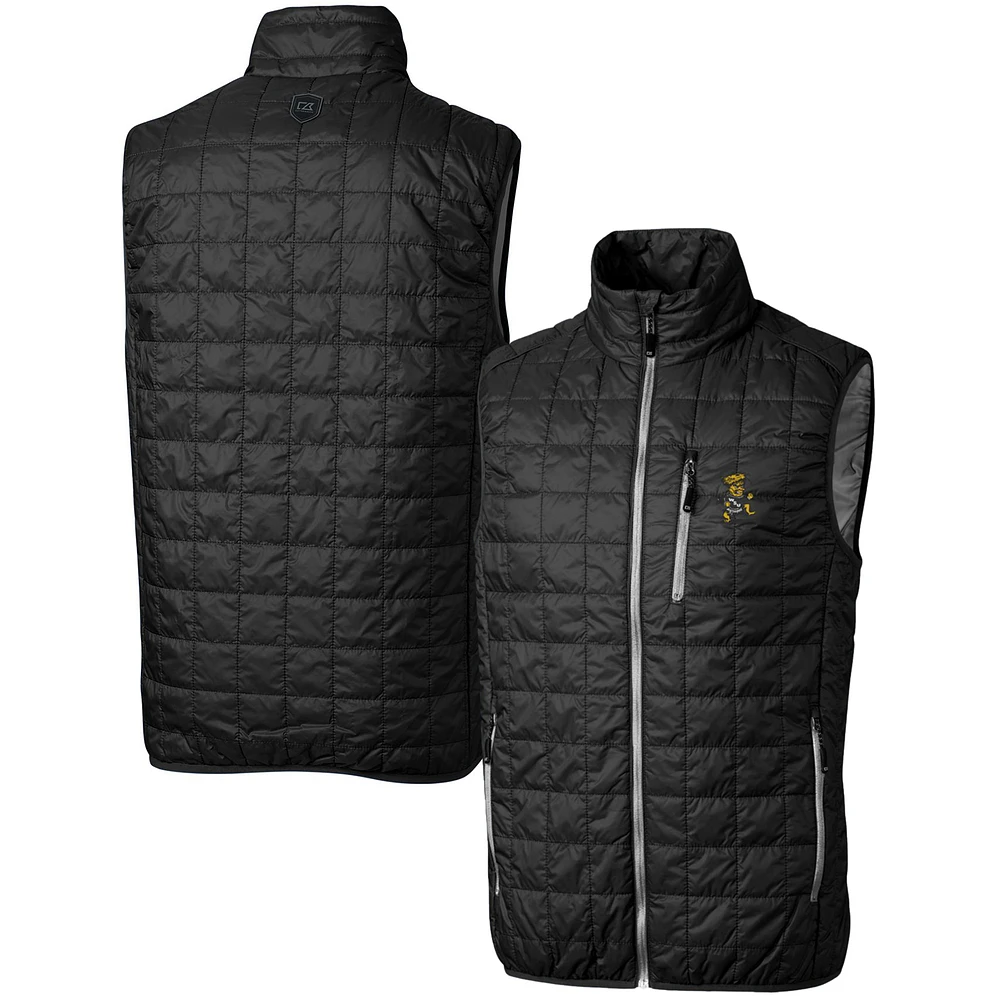 Men's Cutter & Buck Black Wichita State Shockers Team Logo Big Tall Rainier PrimaLoft Eco Insulated Full-Zip Puffer Vest