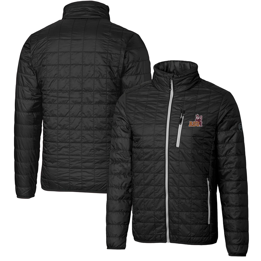 Men's Cutter & Buck Black Arizona State Sun Devils Team Logo Big Tall Rainier PrimaLoft Eco Insulated Full-Zip Puffer Jacket