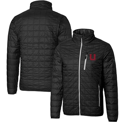 Men's Cutter & Buck Black Utah Utes Team Logo Big Tall Rainier PrimaLoft Eco Insulated Full-Zip Puffer Jacket