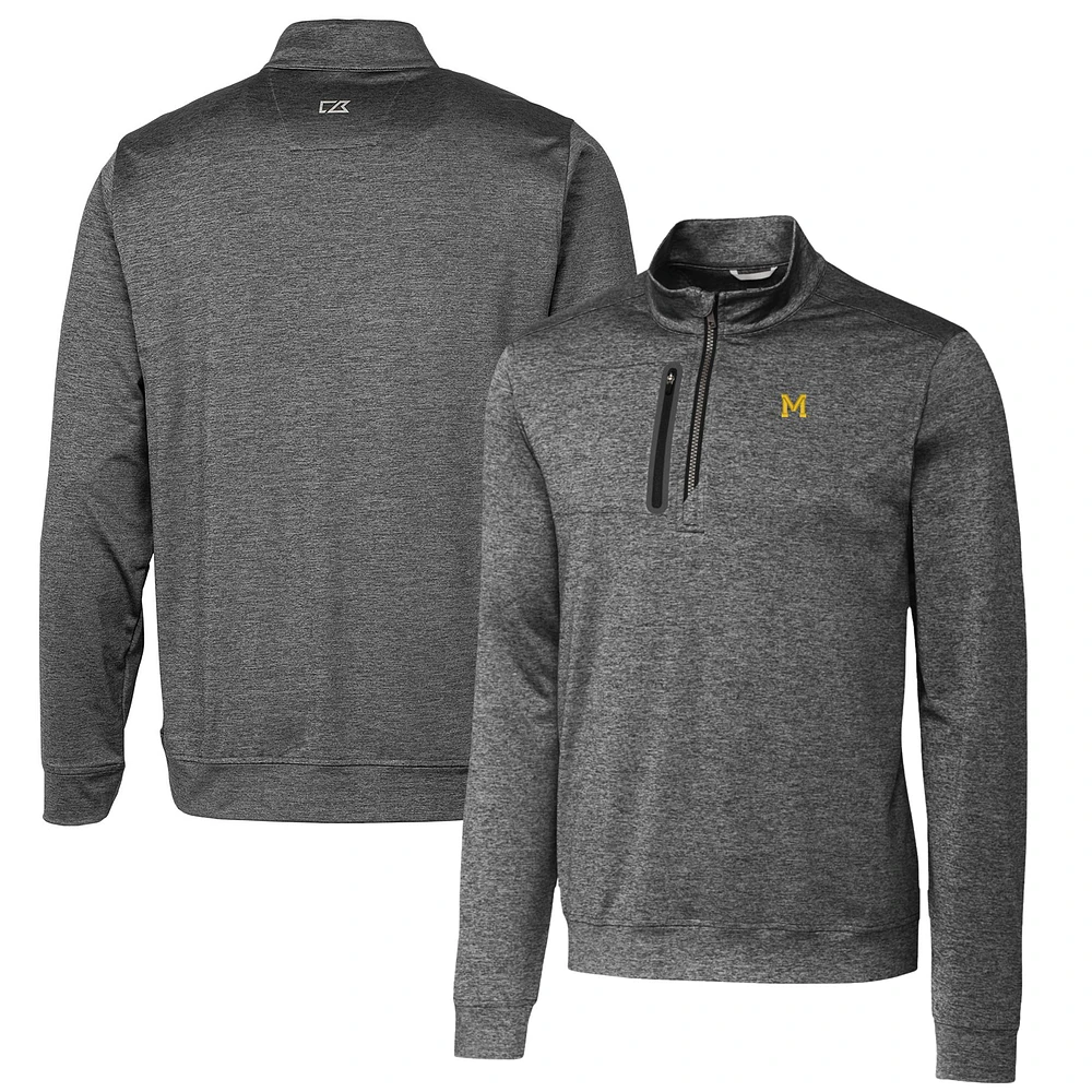 Men's Cutter & Buck Steel Michigan Wolverines Vault Big & Tall Stealth Quarter-Zip Pullover Top