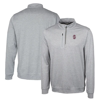 Men's Cutter & Buck Gray Southern Illinois Salukis Vault Big Tall Stealth Quarter-Zip Pullover Top