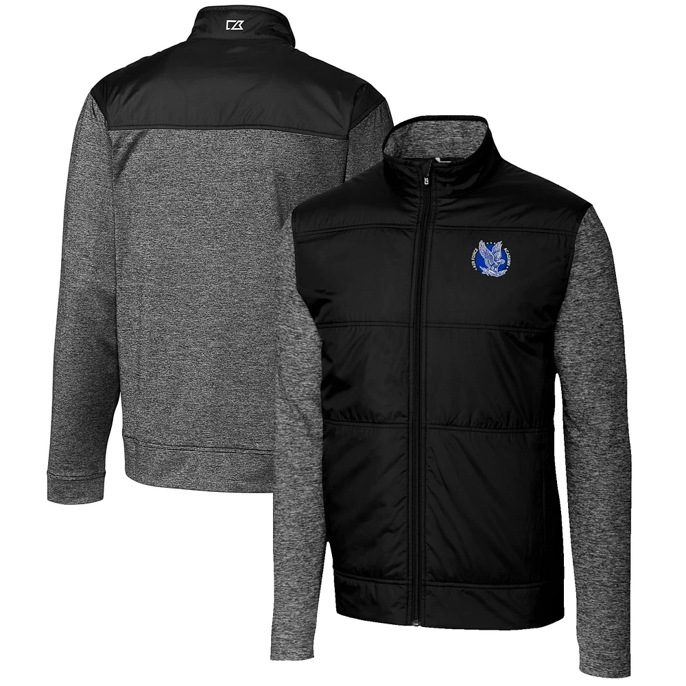 Men's Cutter & Buck Black Air Force Falcons Vault Big Tall Stealth Hybrid Quilted Full-Zip Windbreaker Jacket