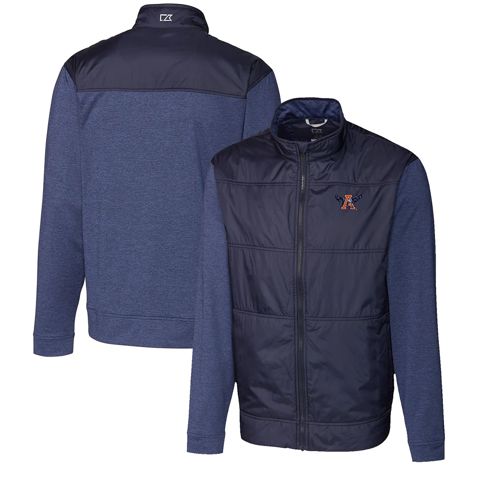 Men's Cutter & Buck Navy Auburn Tigers Vault Big Tall Stealth Hybrid Quilted Full-Zip Windbreaker Jacket