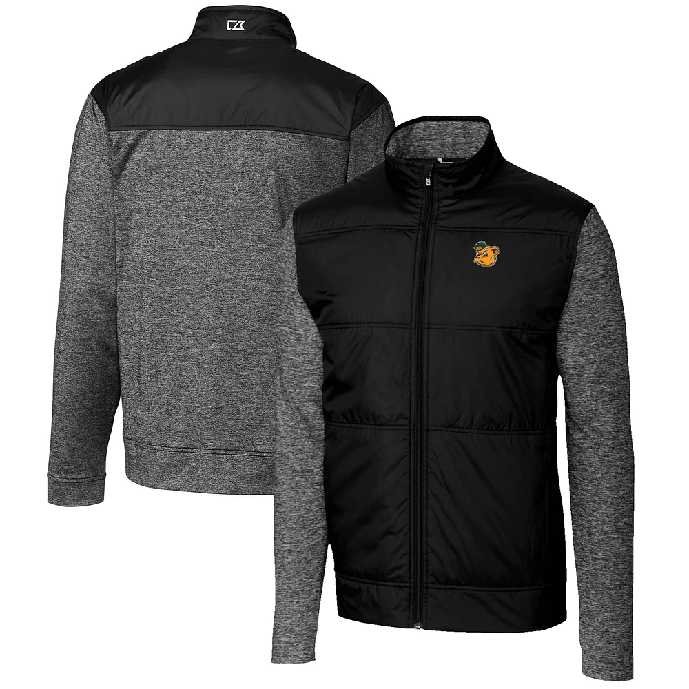 Men's Cutter & Buck Black Baylor Bears Vault Big Tall Stealth Hybrid Quilted Full-Zip Windbreaker Jacket