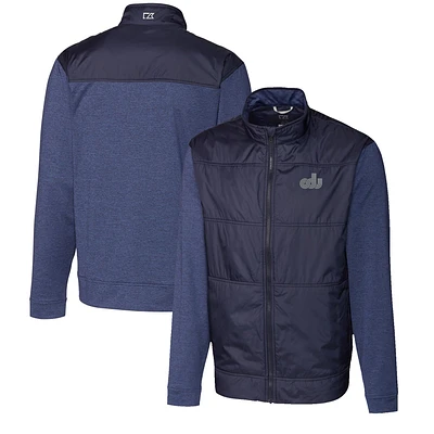 Men's Cutter & Buck Navy Old Dominion Monarchs Vault Big Tall Stealth Hybrid Quilted Full-Zip Windbreaker Jacket