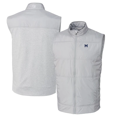 Men's Cutter & Buck Gray Michigan Wolverines Vault Big Tall Stealth Hybrid Windbreaker Full-Zip Vest