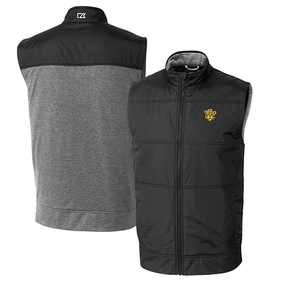 Men's Cutter & Buck Black Missouri Tigers Vault Big Tall Stealth Hybrid Windbreaker Full-Zip Vest