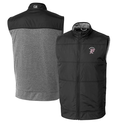 Men's Cutter & Buck Black Mississippi State Bulldogs Vault Big Tall Stealth Hybrid Windbreaker Full-Zip Vest