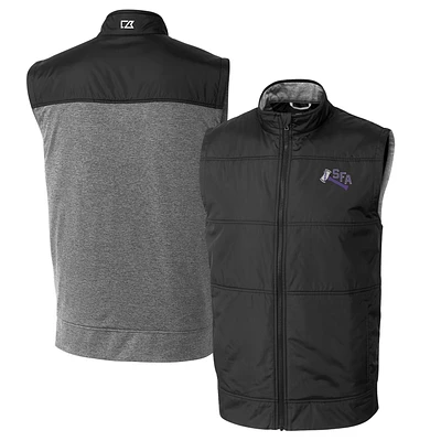 Men's Cutter & Buck Black Stephen F Austin Lumberjacks Vault Big Tall Stealth Hybrid Windbreaker Full-Zip Vest