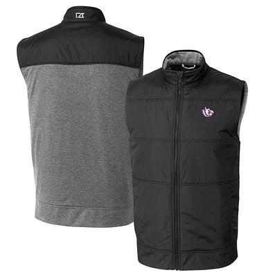 Men's Cutter & Buck Black TCU Horned Frogs Vault Big Tall Stealth Hybrid Windbreaker Full-Zip Vest