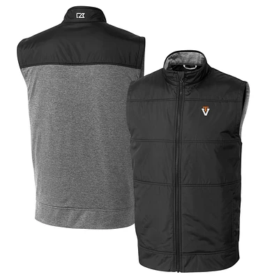 Men's Cutter & Buck Black Virginia Tech Hokies Vault Big Tall Stealth Hybrid Windbreaker Full-Zip Vest