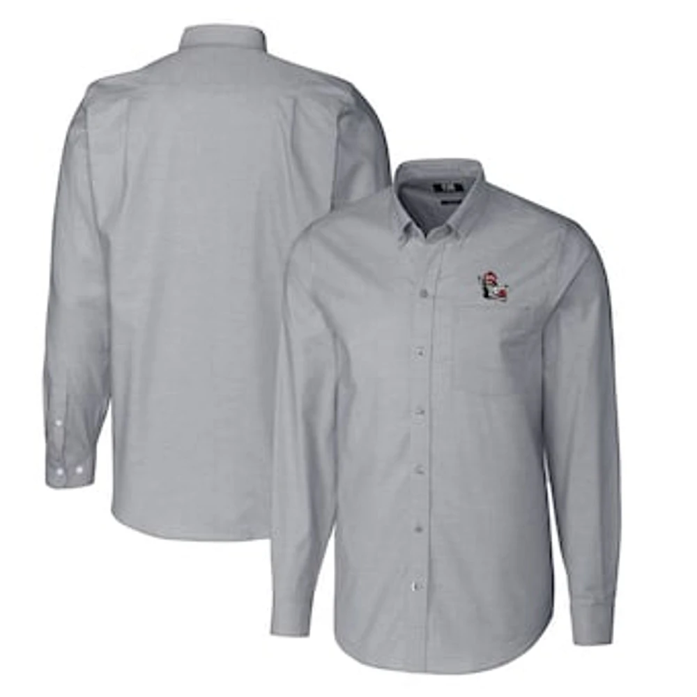 Men's Cutter & Buck Charcoal NC State Wolfpack Vault Big Tall Oxford Long Sleeve Button-Down Shirt