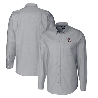 Men's Cutter & Buck Charcoal NC State Wolfpack Vault Big Tall Oxford Long Sleeve Button-Down Shirt