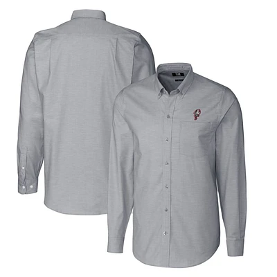 Men's Cutter & Buck Charcoal Ohio State Buckeyes Vault Big Tall Oxford Long Sleeve Button-Down Shirt