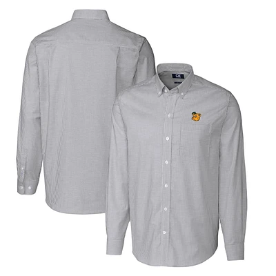 Men's Cutter & Buck Charcoal Baylor Bears Vault Big Tall Oxford Stripe Long Sleeve Button-Down Shirt