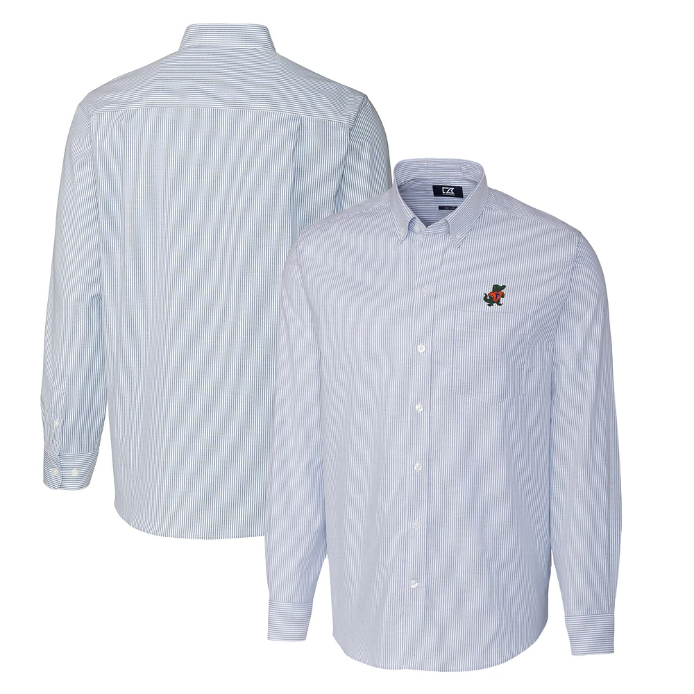 Men's Cutter & Buck Powder Blue Florida Gators Vault Big Tall Oxford Stripe Long Sleeve Button-Down Shirt