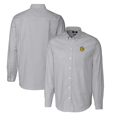 Men's Cutter & Buck Charcoal Missouri Tigers Vault Big Tall Oxford Stripe Long Sleeve Button-Down Shirt