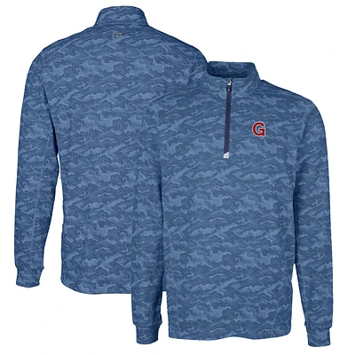 Men's Cutter & Buck Navy Gonzaga Bulldogs Vault Big Tall Traverse Camo Print Stretch Quarter-Zip Pullover Top