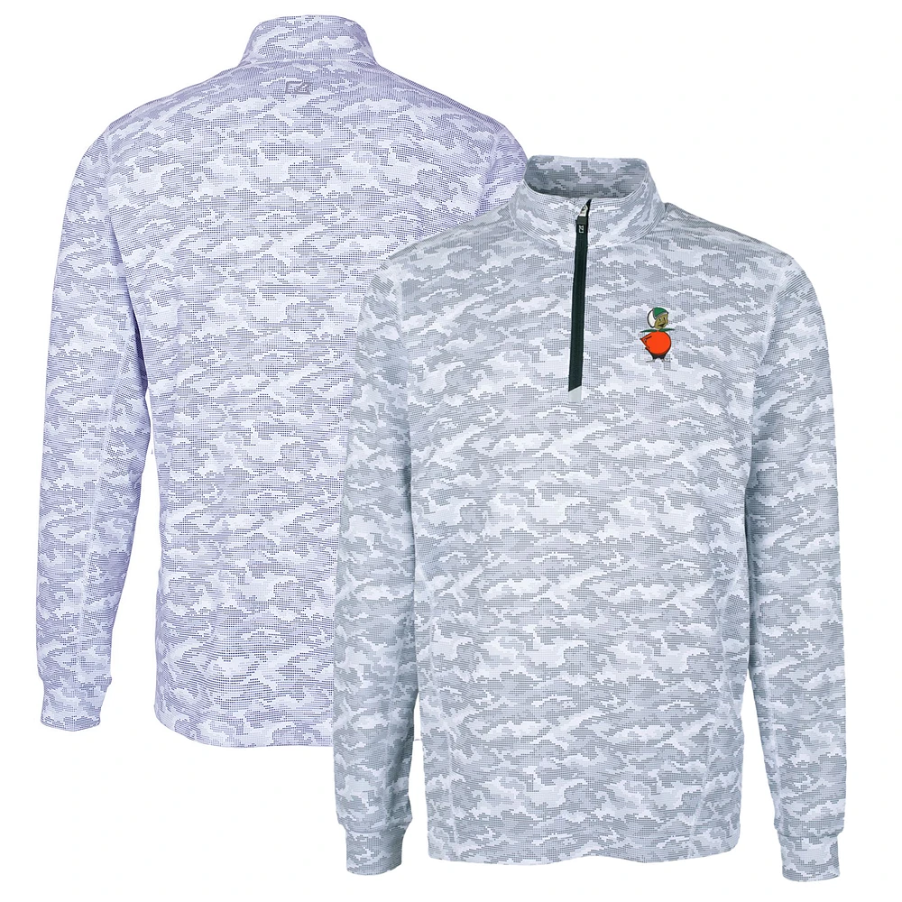 Men's Cutter & Buck Charcoal UCF Knights Vault Big Tall Traverse Camo Print Stretch Quarter-Zip Pullover Top