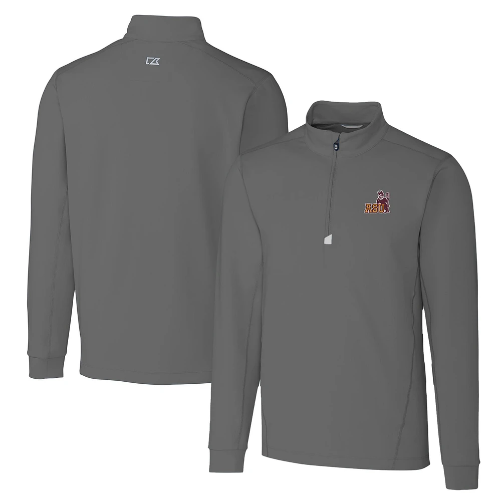 Men's Cutter & Buck Steel Arizona State Sun Devils Big Tall Traverse Stretch Quarter-Zip Pullover Top