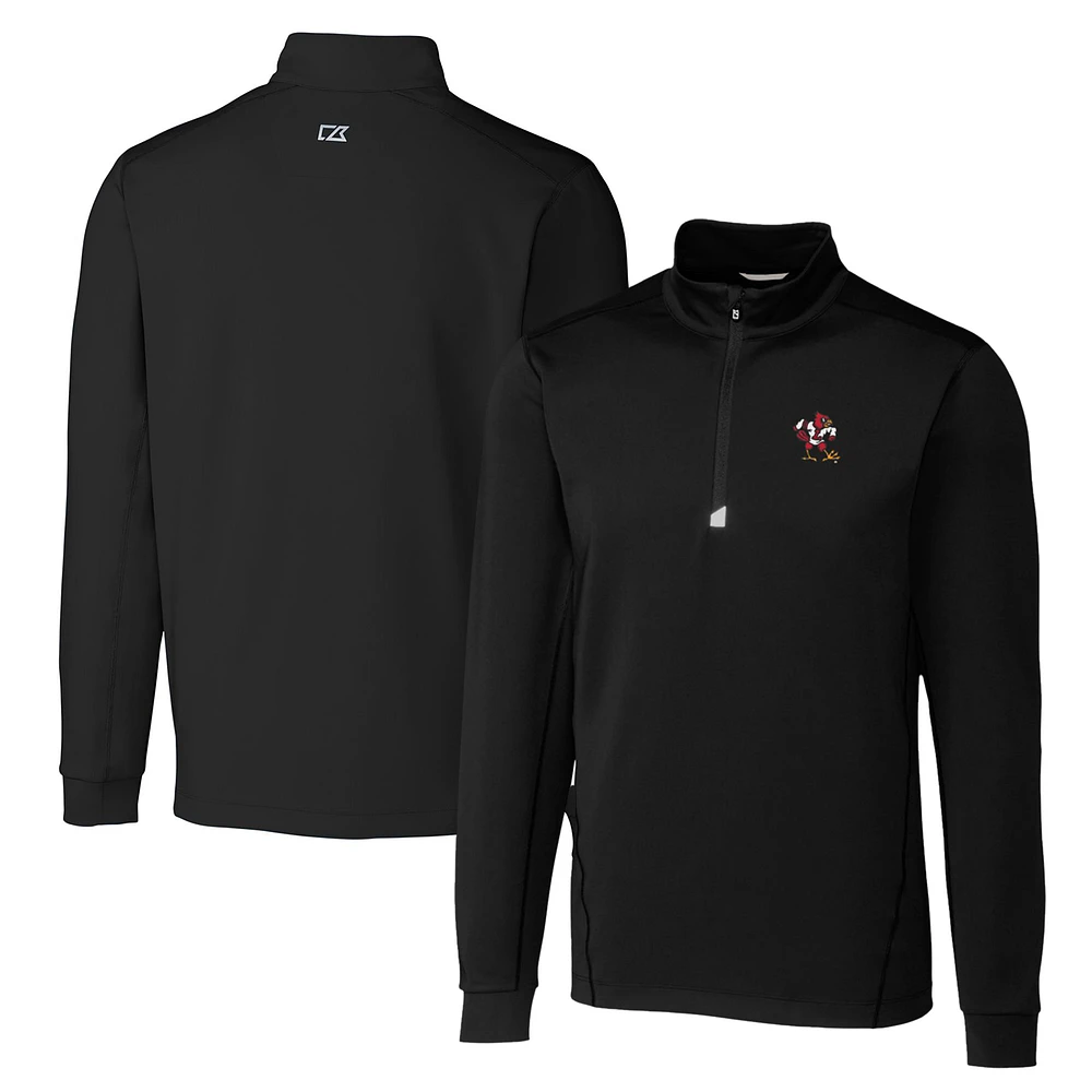 Men's Cutter & Buck Black Louisville Cardinals Big & Tall Traverse Stretch Quarter-Zip Pullover Top