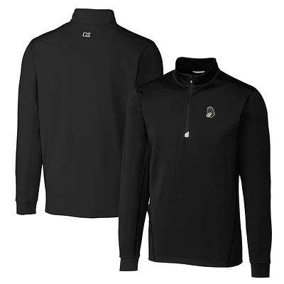 Men's Cutter & Buck Black Michigan State Spartans Big Tall Traverse Stretch Quarter-Zip Pullover Top