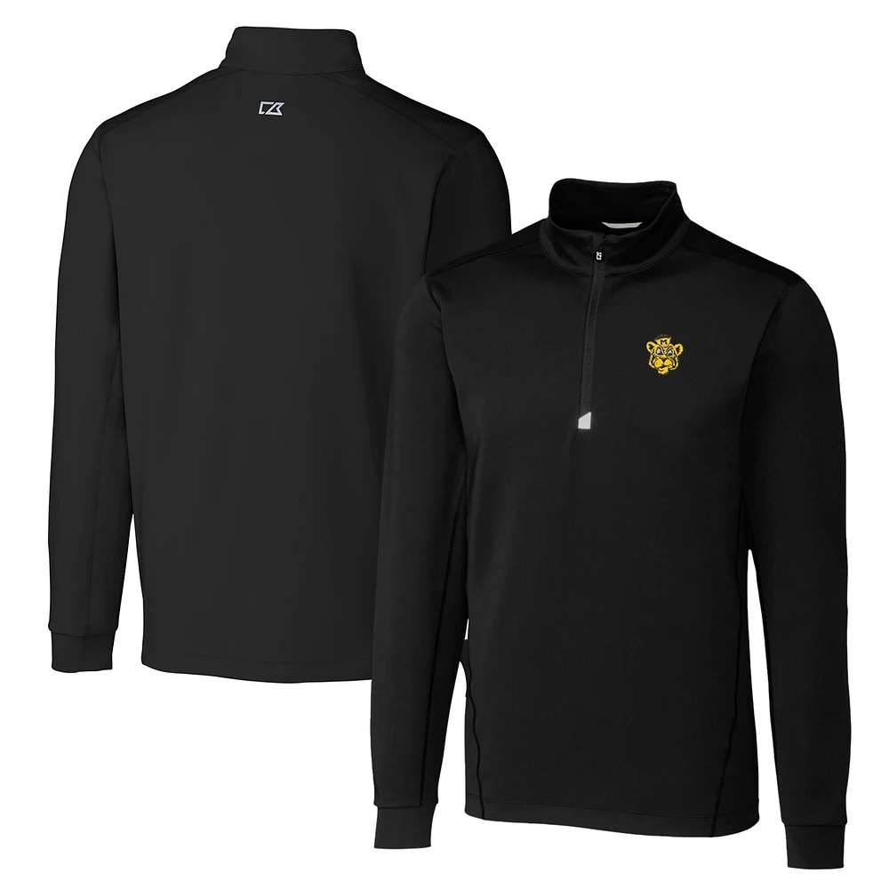 Men's Cutter & Buck Black Missouri Tigers Big Tall Traverse Stretch Quarter-Zip Pullover Top