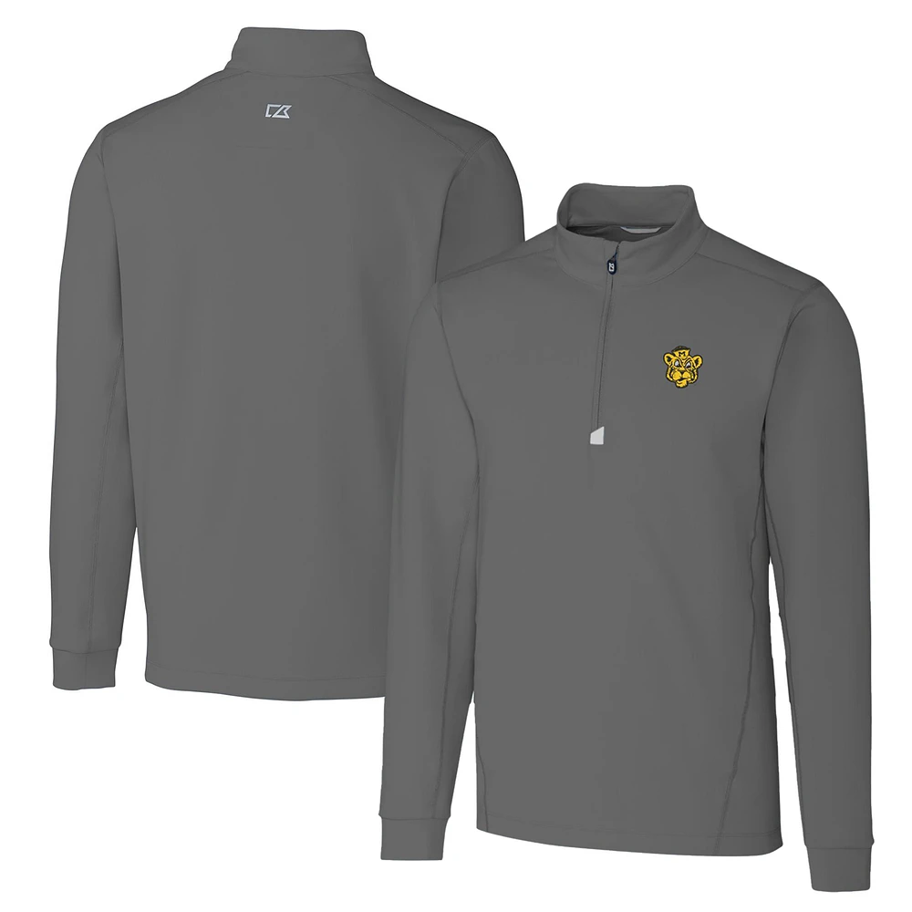 Men's Cutter & Buck Steel Missouri Tigers Big Tall Traverse Stretch Quarter-Zip Pullover Top
