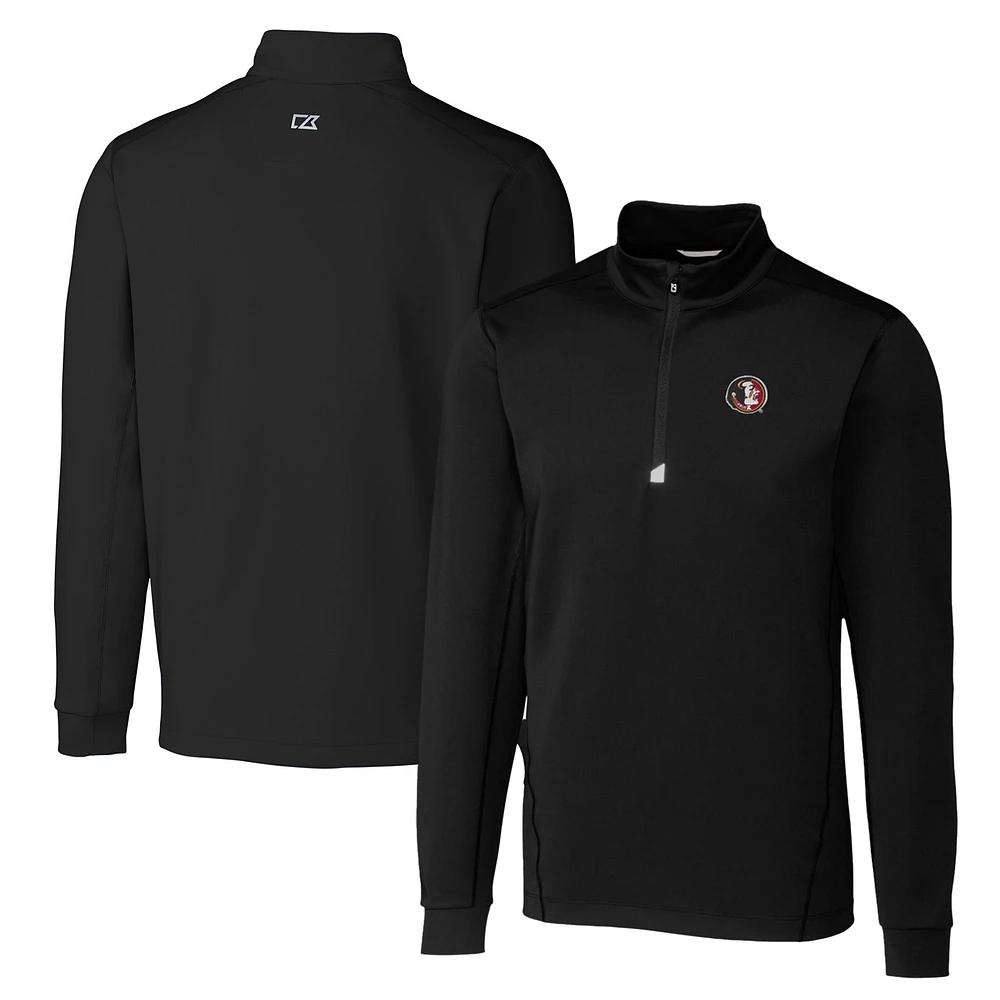 Men's Cutter & Buck Black Florida State Seminoles Big & Tall Traverse Stretch Quarter-Zip Pullover Top