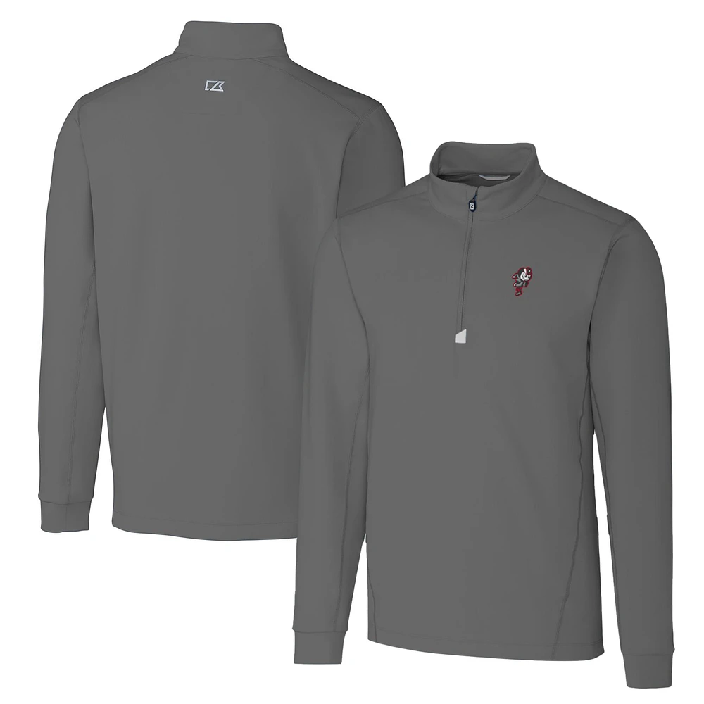 Men's Cutter & Buck Steel Ohio State Buckeyes Big Tall Traverse Stretch Quarter-Zip Pullover Top