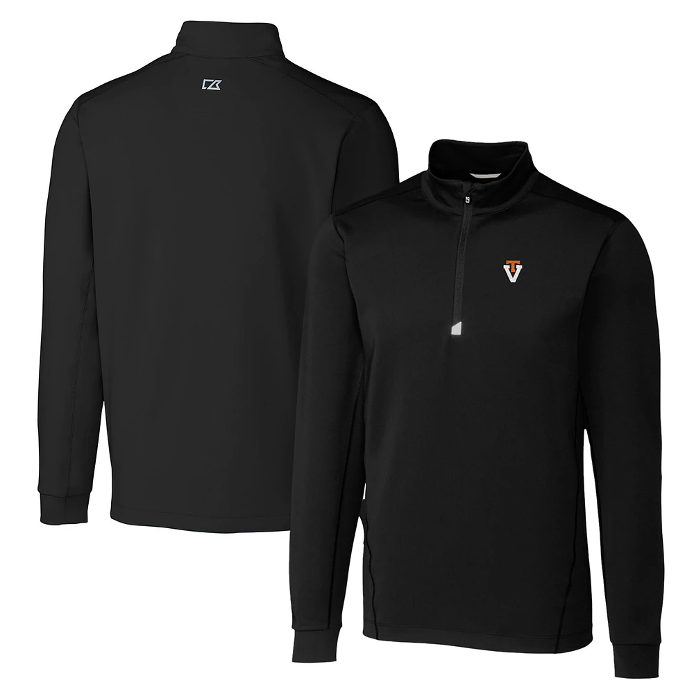 Men's Cutter & Buck Black Virginia Tech Hokies Big Tall Traverse Stretch Quarter-Zip Pullover Top