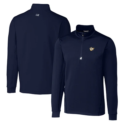 Men's Cutter & Buck Navy West Virginia Mountaineers Big Tall Traverse Stretch Quarter-Zip Pullover Top