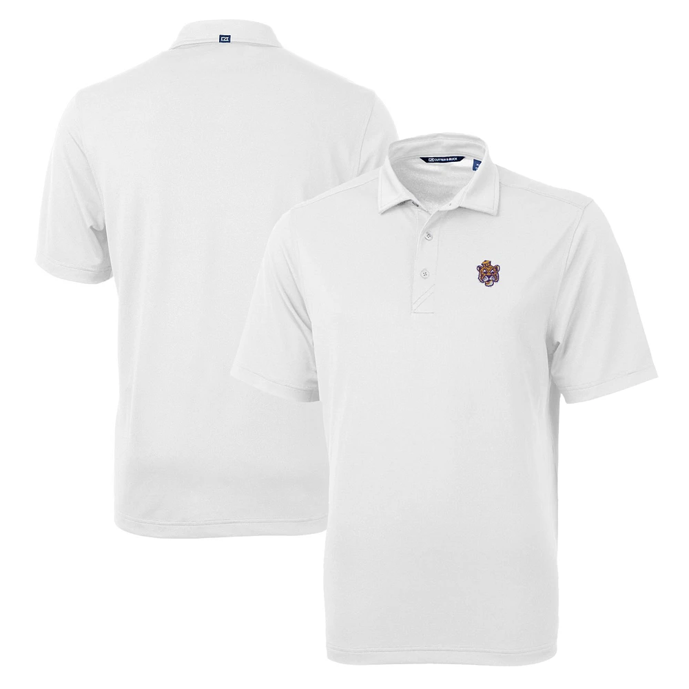 Men's Cutter & Buck White LSU Tigers Team Big & Tall Virtue Eco Pique Recycled Polo