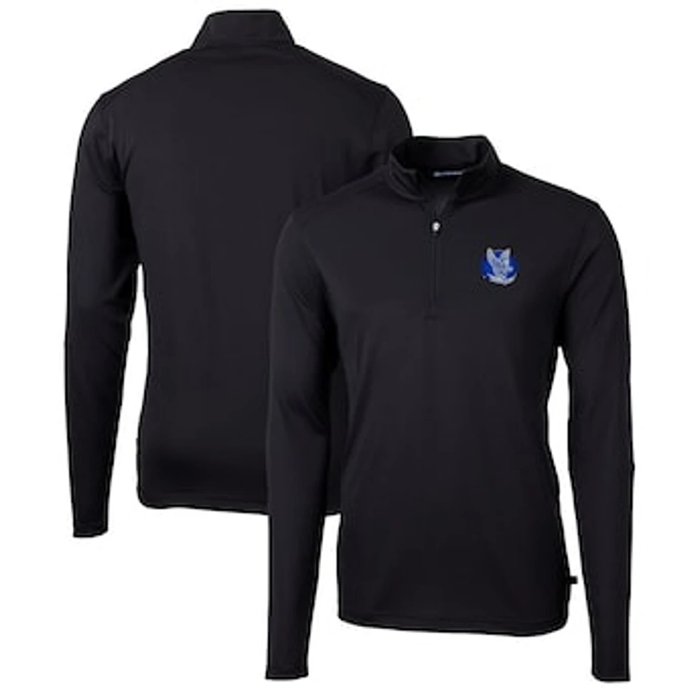Men's Cutter & Buck Black Air Force Falcons Team Big Tall Virtue Eco Pique Recycled Quarter-Zip Pullover Top