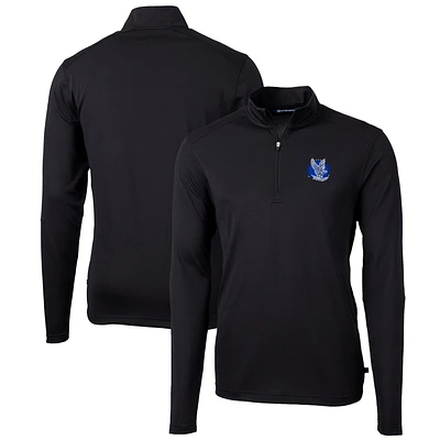 Men's Cutter & Buck Black Air Force Falcons Team Big Tall Virtue Eco Pique Recycled Quarter-Zip Pullover Top