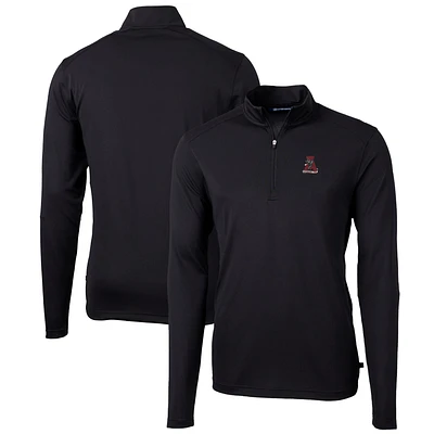 Men's Cutter & Buck Black Alabama Crimson Tide Team Big Tall Virtue Eco Pique Recycled Quarter-Zip Pullover Top