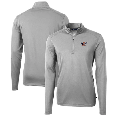 Men's Cutter & Buck Gray Auburn Tigers Team Big Tall Virtue Eco Pique Recycled Quarter-Zip Pullover Top
