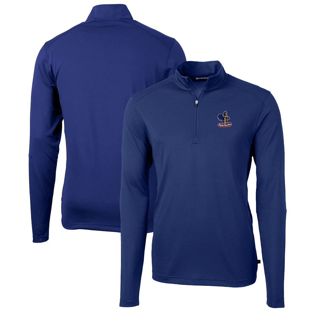 Men's Cutter & Buck Royal Delaware Fightin' Blue Hens Team Big Tall Virtue Eco Pique Recycled Quarter-Zip Pullover Top