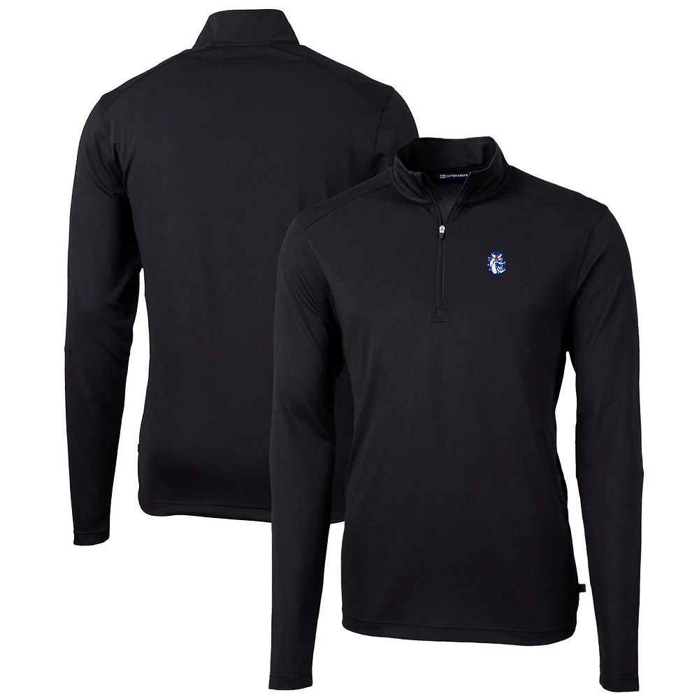 Men's Cutter & Buck Black Fresno State Bulldogs Team Big Tall Virtue Eco Pique Recycled Quarter-Zip Pullover Top