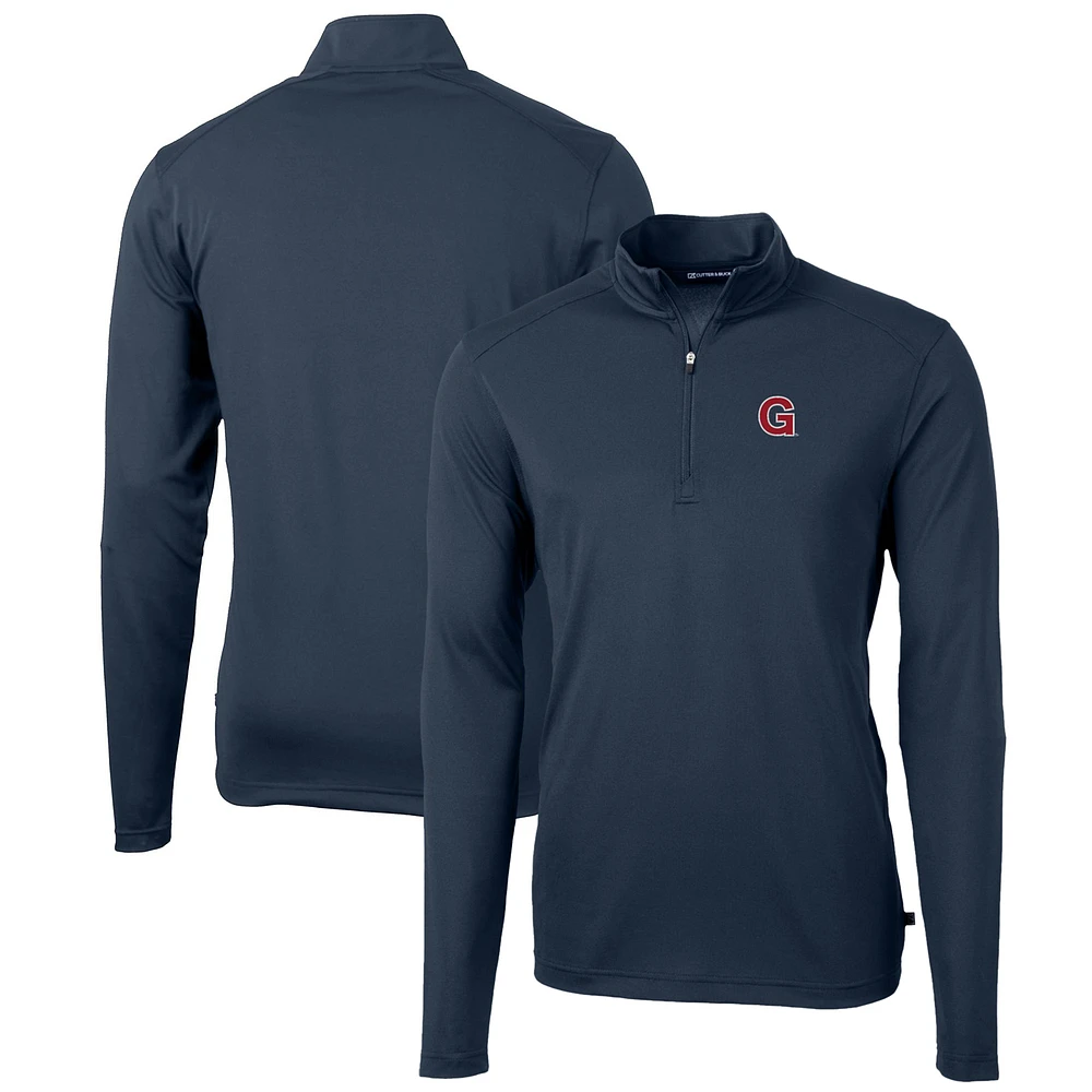 Men's Cutter & Buck Navy Gonzaga Bulldogs Team Big & Tall Virtue Eco Pique Recycled Quarter-Zip Pullover Top