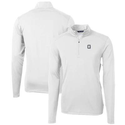 Men's Cutter & Buck White Georgetown Hoyas Team Big Tall Virtue Eco Pique Recycled Quarter-Zip Pullover Top
