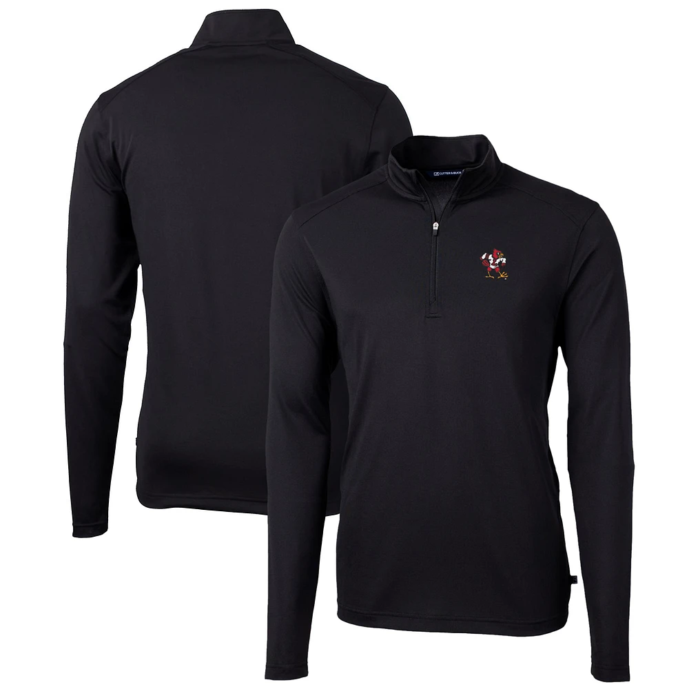 Men's Cutter & Buck Louisville Cardinals Team Big Tall Virtue Eco Pique Recycled Quarter-Zip Pullover Top
