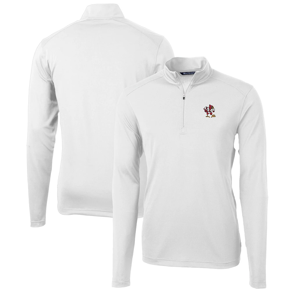 Men's Cutter & Buck White Louisville Cardinals Team Big & Tall Virtue Eco Pique Recycled Quarter-Zip Pullover Top