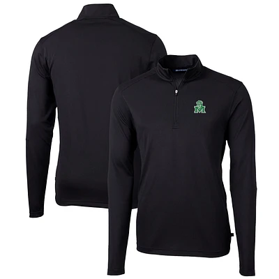 Men's Cutter & Buck Marshall Thundering Herd Team Big Tall Virtue Eco Pique Recycled Quarter-Zip Pullover Top