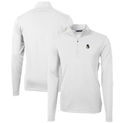 Men's Cutter & Buck White Michigan State Spartans Team Big & Tall Virtue Eco Pique Recycled Quarter-Zip Pullover Top