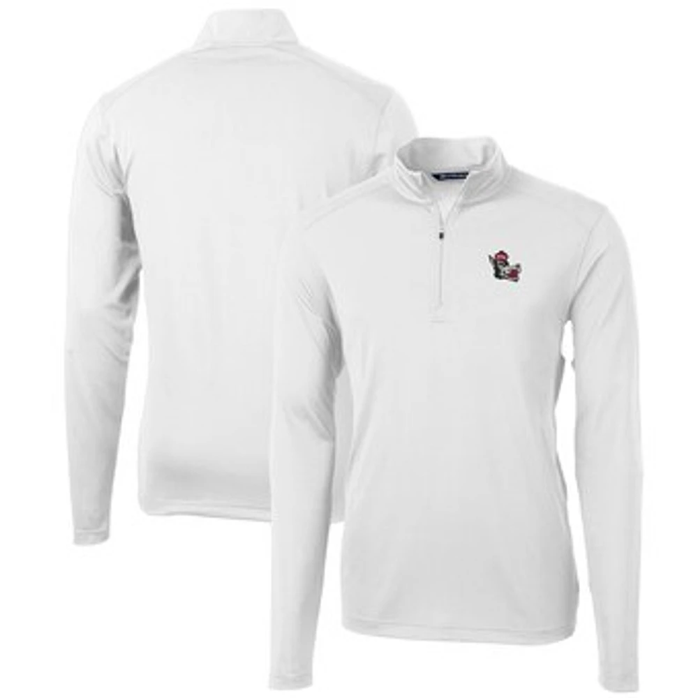 Men's Cutter & Buck NC State Wolfpack Team Big Tall Virtue Eco Pique Recycled Quarter-Zip Pullover Top